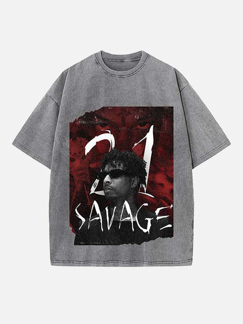 21 Savage Print Round Neck T-shirt