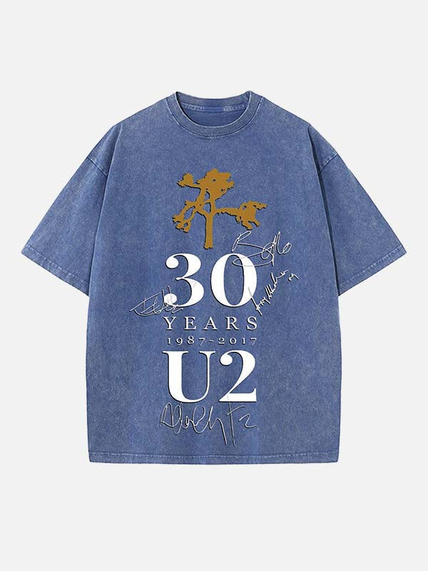 U2 Print Round Neck T-shirt
