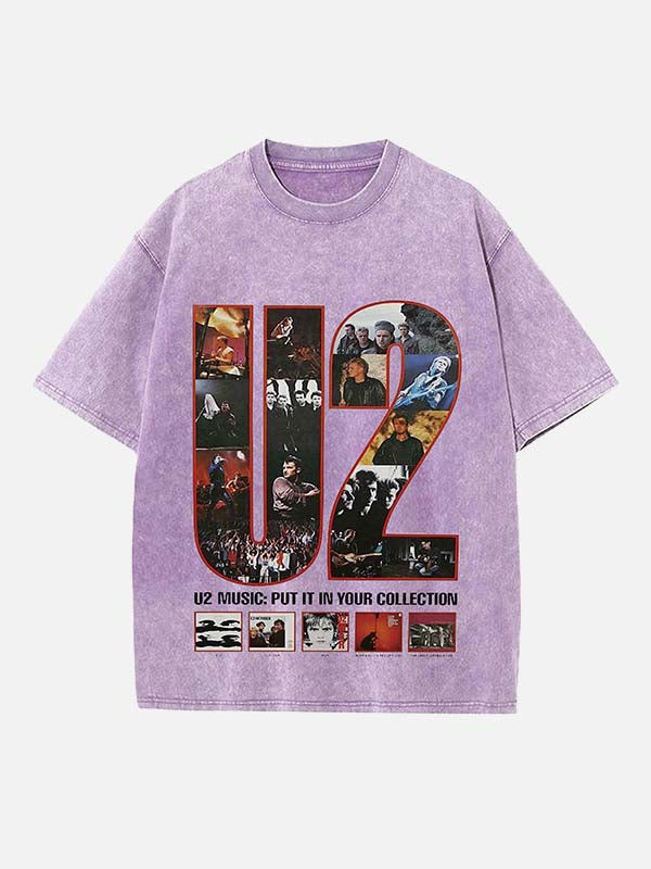 U2 Print Round Neck T-shirt