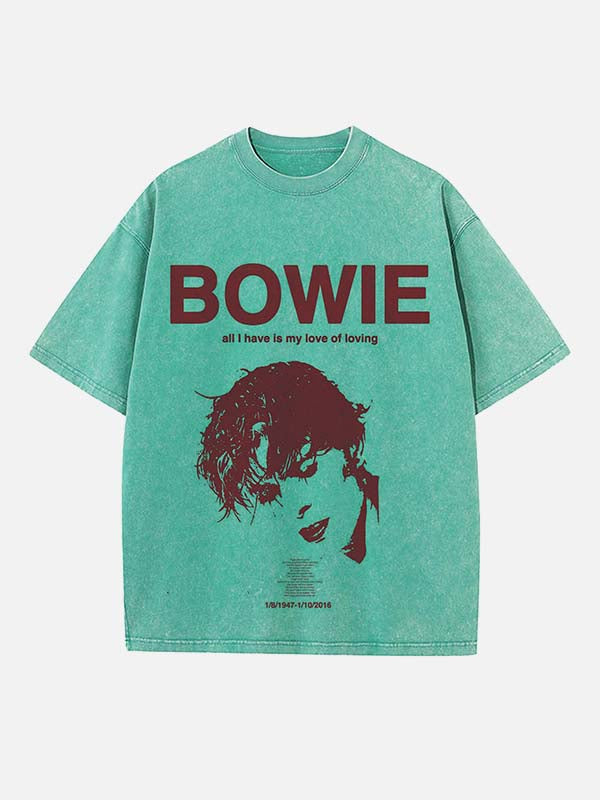 David Bowie Print Round Neck T-shirt