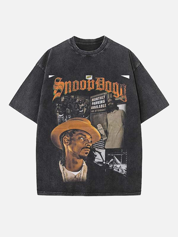 Snoop Dogg Print Round Neck T-shirt