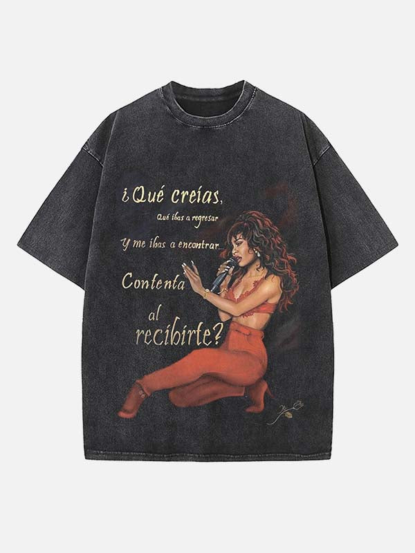 Selena Quintanilla Print Round Neck T-shirt