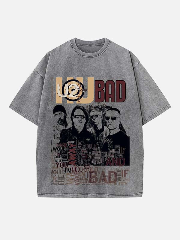 U2 Print Round Neck T-shirt