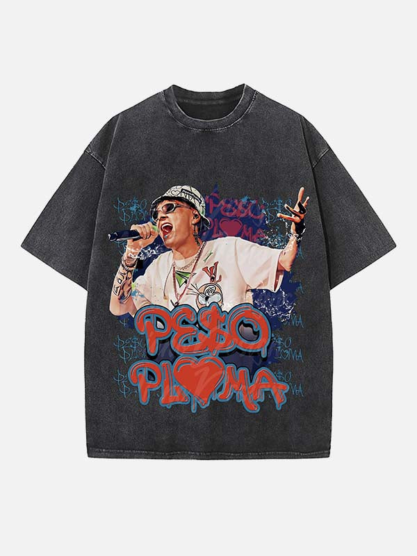 Peso Pluma Print Round Neck T-shirt