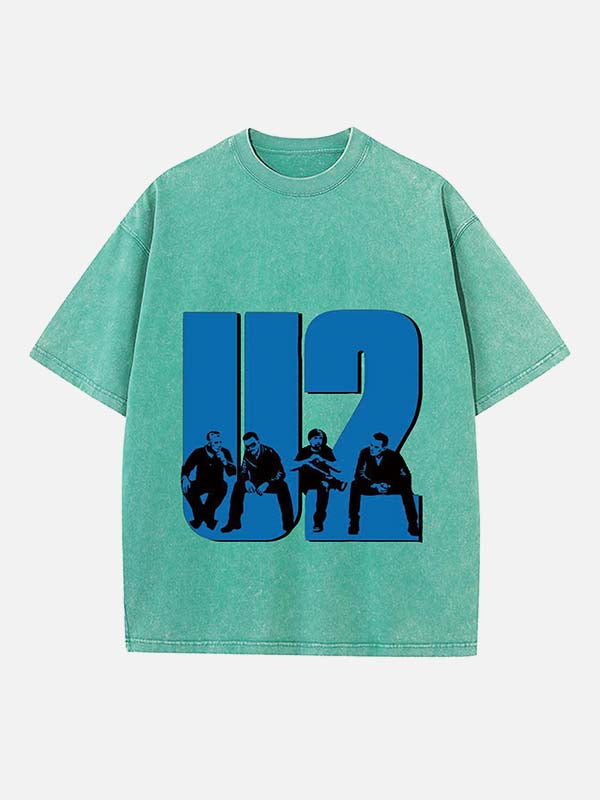 U2 Print Round Neck T-shirt