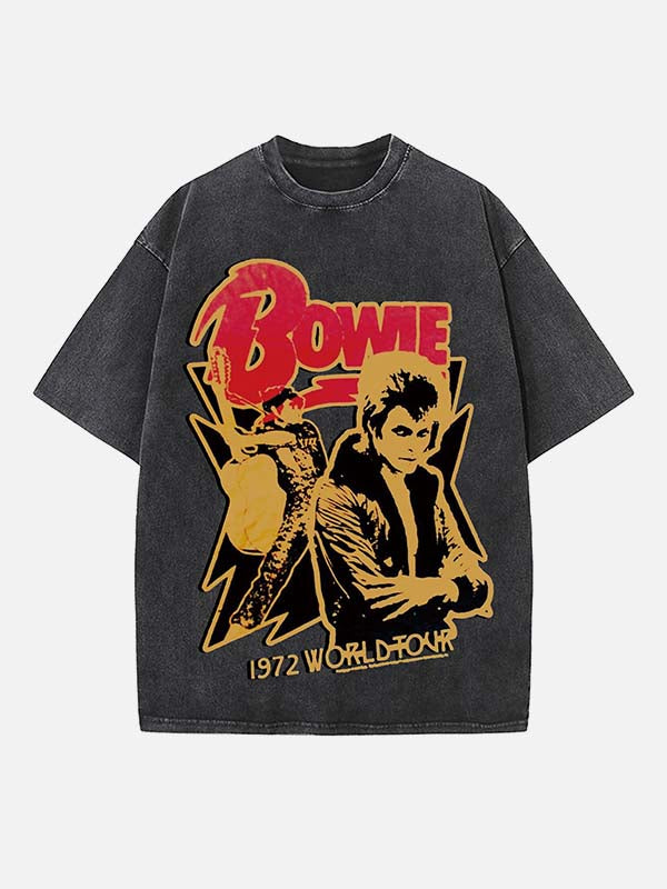David Bowie Print Round Neck T-shirt