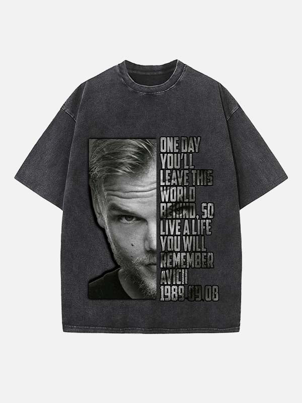 Avicii Print Round Neck T-shirt