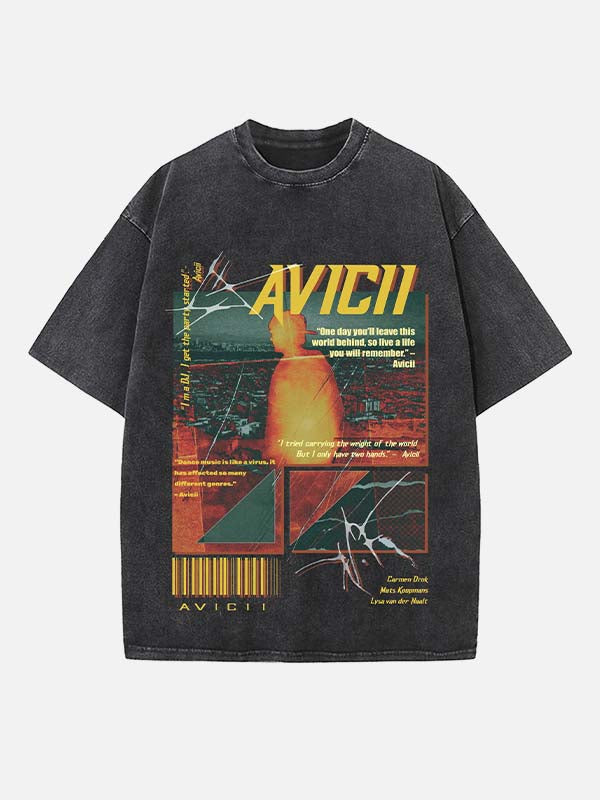 Avicii Print Round Neck T-shirt