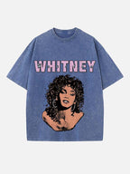 Whitney Houston Print Round Neck T-shirt