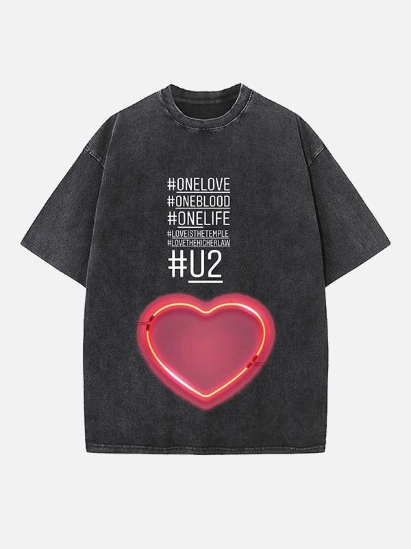 U2 Print Round Neck T-shirt