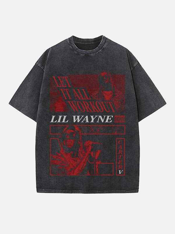 Lil Wayne Print Round Neck T-shirt