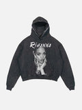 Rihanna Print Slant Pockets Hoodie