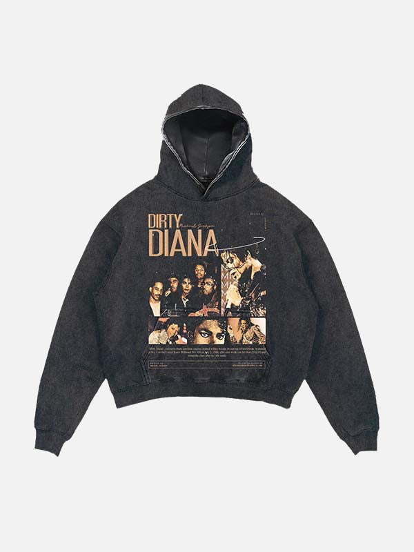 Michael Jackson Print Slant Pockets Hoodie