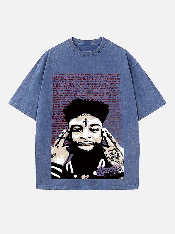 21 Savage Print Round Neck T-shirt