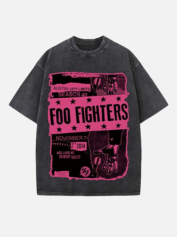 Foo Fighters Print Round Neck T-shirt