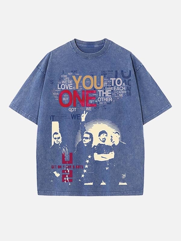 U2 Print Round Neck T-shirt