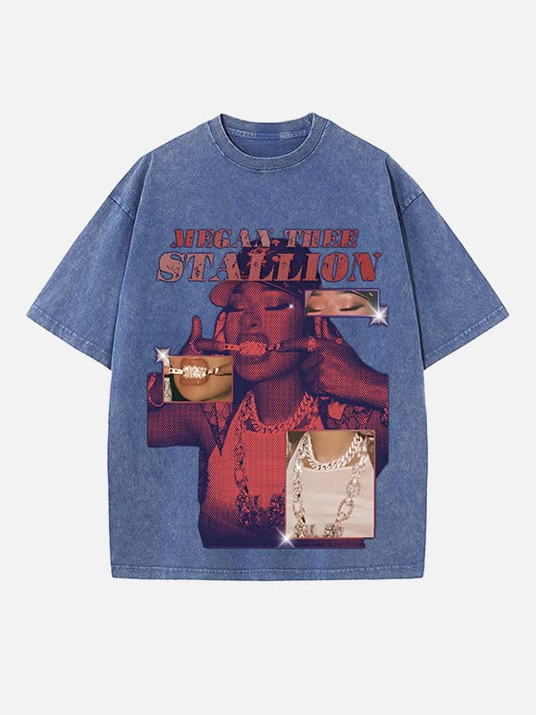 Megan Thee Stallion Print Round Neck T-shirt