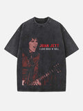 Joan Jett Print Round Neck T-shirt
