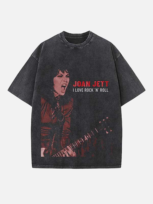 Joan Jett Print Round Neck T-shirt