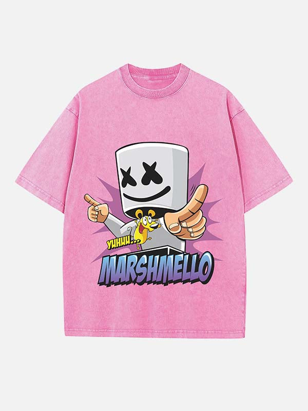 Marshmello Print Round Neck T-shirt