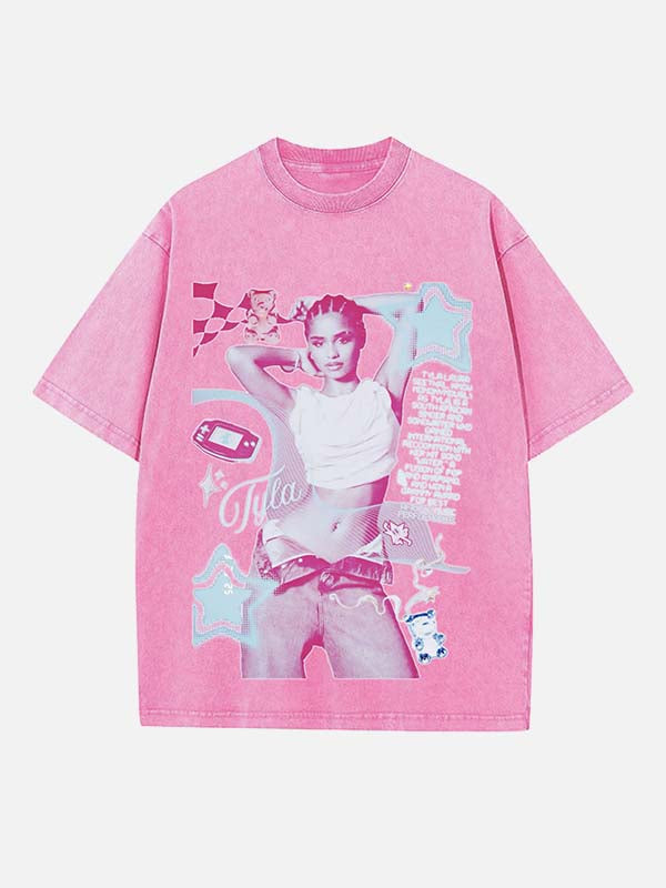 Tyla Print Round Neck T-shirt