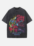 Joan Jett Print Round Neck T-shirt