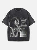 Whitney Houston Print Round Neck T-shirt