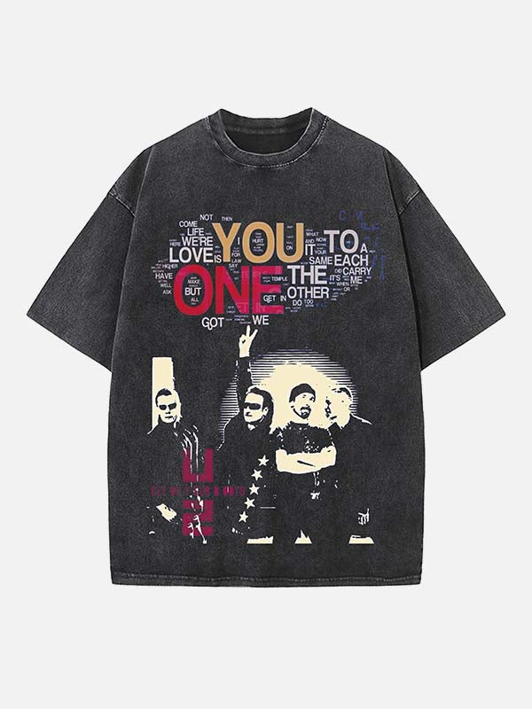 U2 Print Round Neck T-shirt