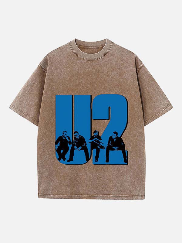 U2 Print Round Neck T-shirt