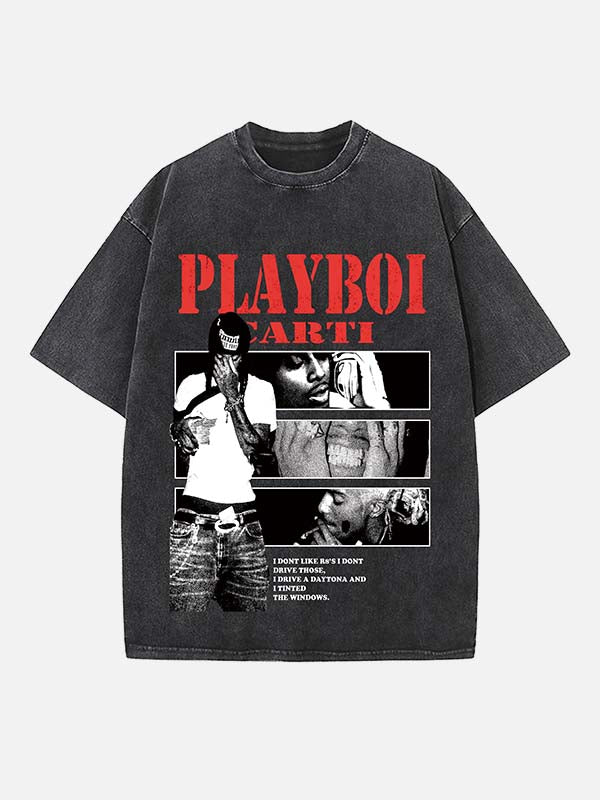 Playboi Carti Print Round Neck T-shirt