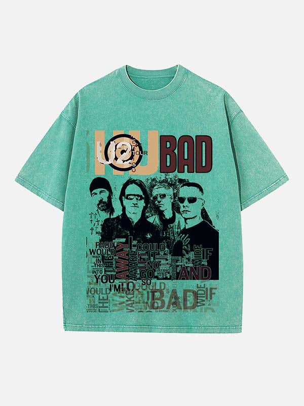 U2 Print Round Neck T-shirt