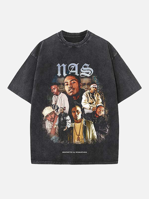 Nas Print Round Neck T-shirt