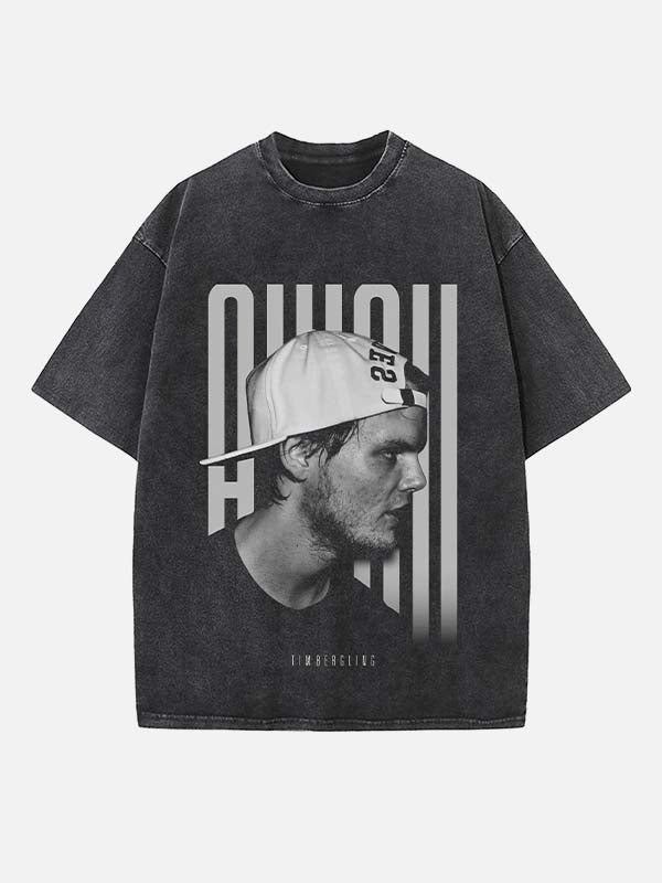 Avicii Print Round Neck T-shirt