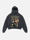 Michael Jackson Print Slant Pockets Hoodie