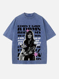 Joan Jett Print Round Neck T-shirt