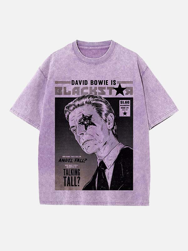 David Bowie Print Round Neck T-shirt