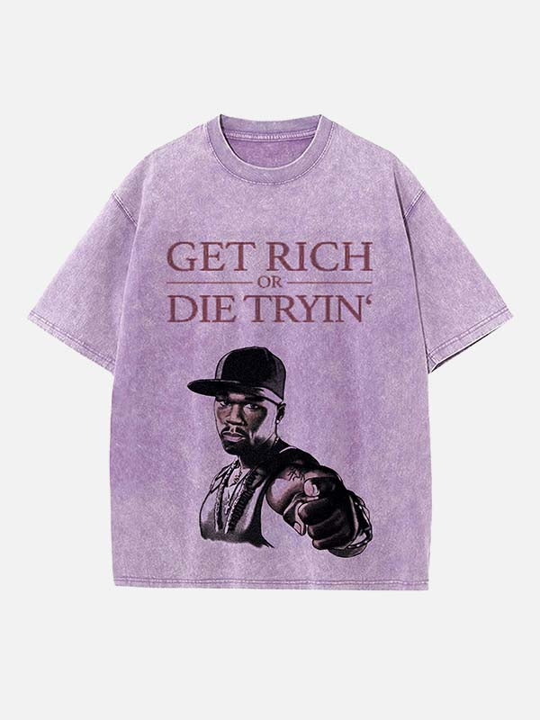 50 Cent Print Round Neck T-shirt