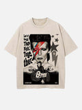 David Bowie Print Round Neck T-shirt