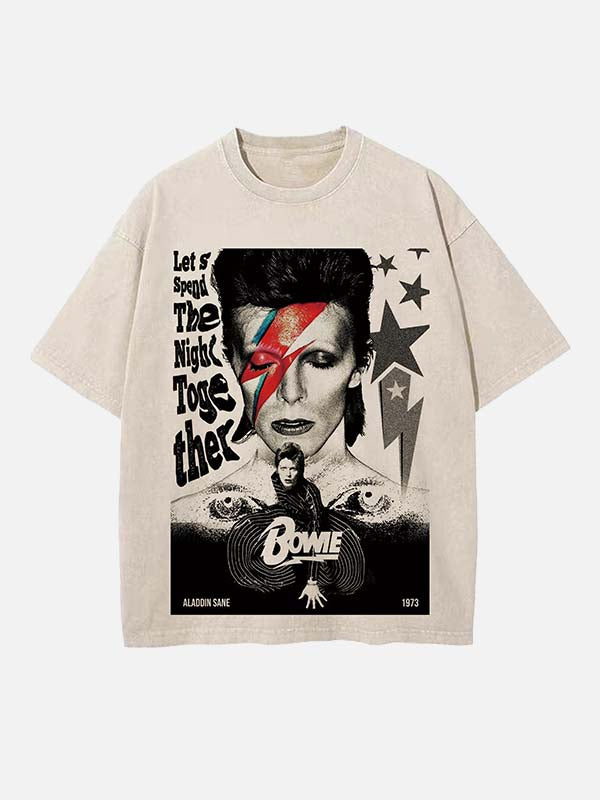 David Bowie Print Round Neck T-shirt