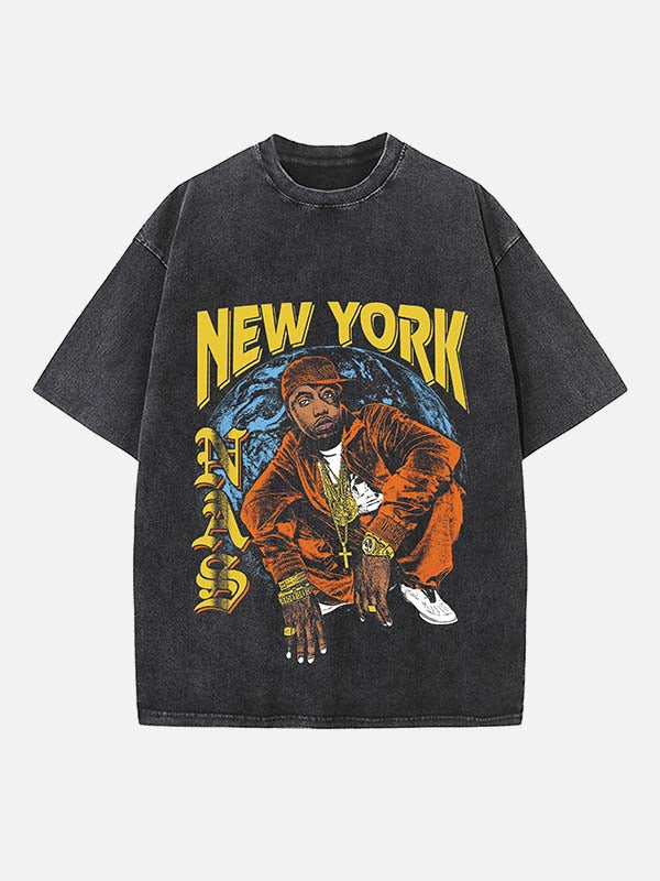 Nas Print Round Neck T-shirt