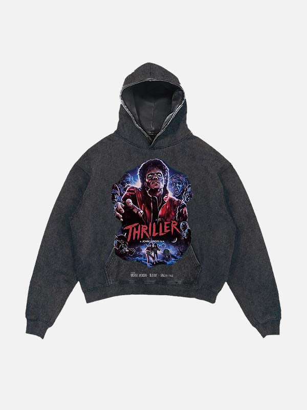 Michael Jackson Print Slant Pockets Hoodie