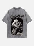 Lady Gaga Print Round Neck T-shirt
