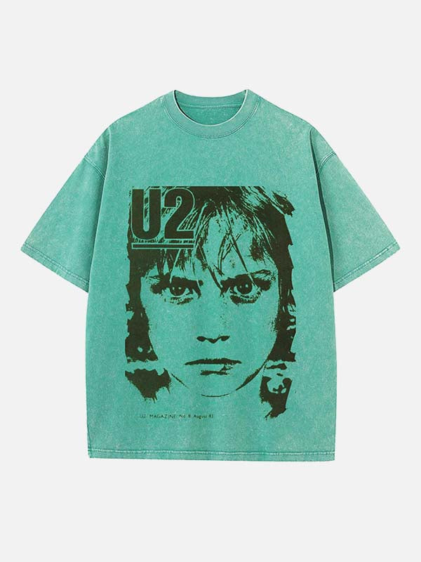 U2 Print Round Neck T-shirt