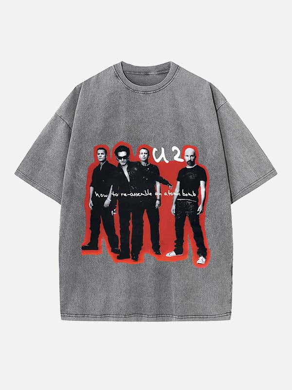 U2 Print Round Neck T-shirt