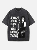 Joan Jett Print Round Neck T-shirt