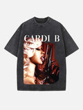 Cardi B Print Round Neck T-shirt