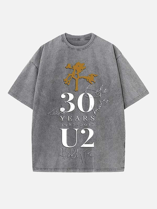 U2 Print Round Neck T-shirt
