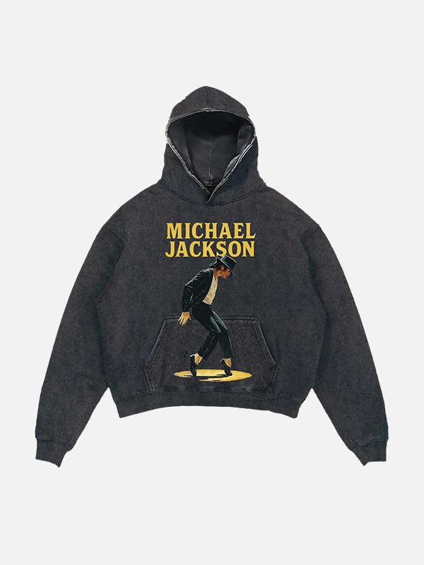 Michael Jackson Print Slant Pockets Hoodie