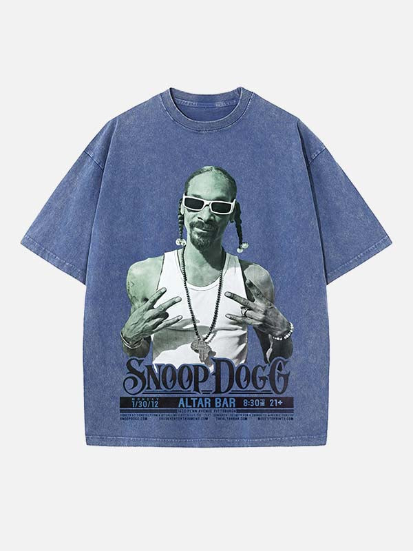 Snoop Dogg Print Round Neck T-shirt