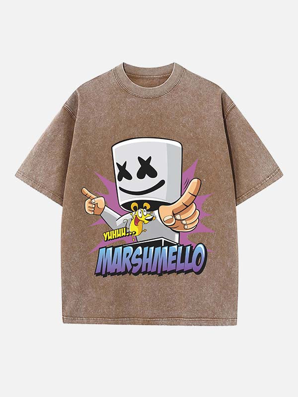 Marshmello Print Round Neck T-shirt